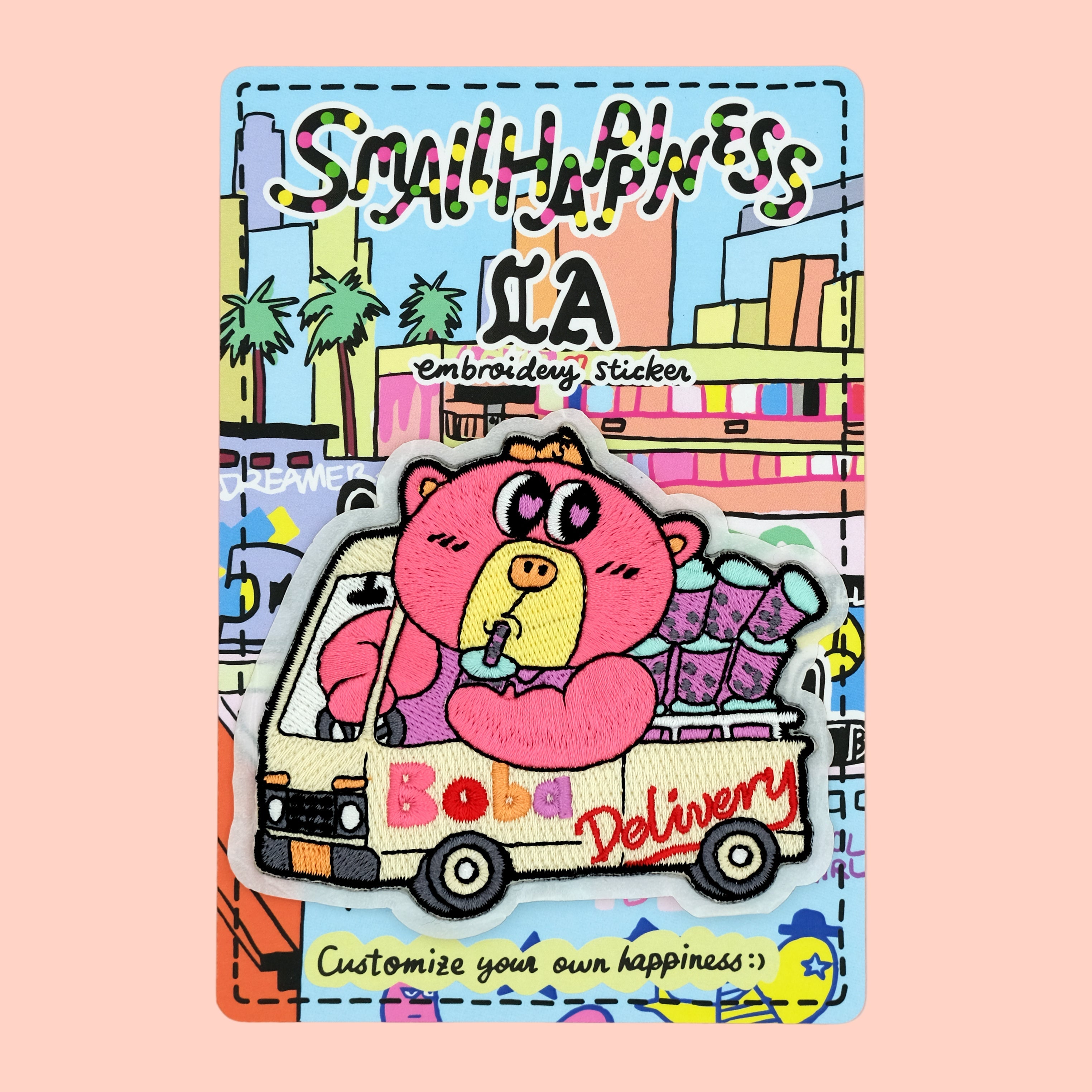 Boba Delivery Embroidery Sticker