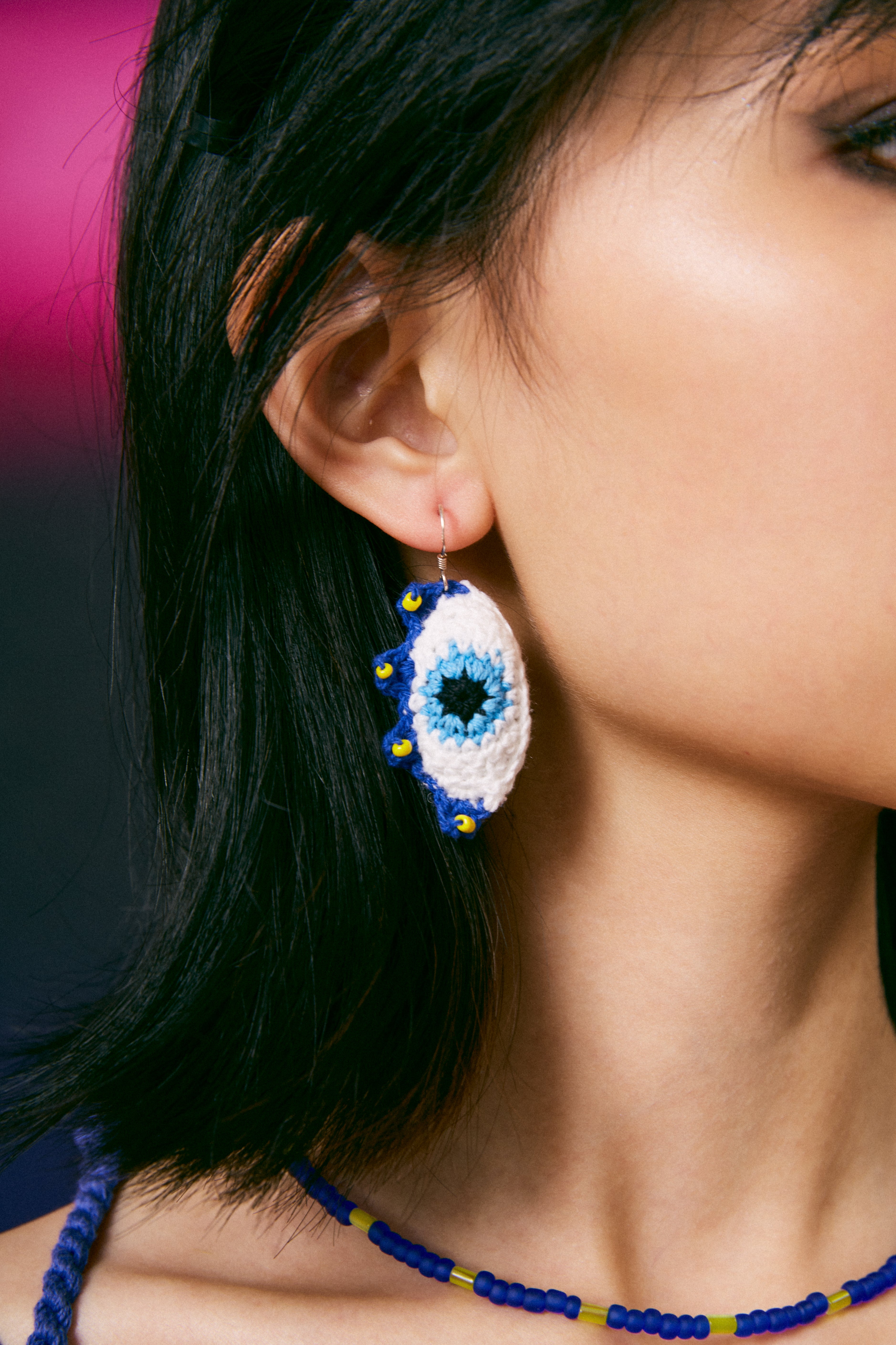 Evil Eye Crochet Earrings