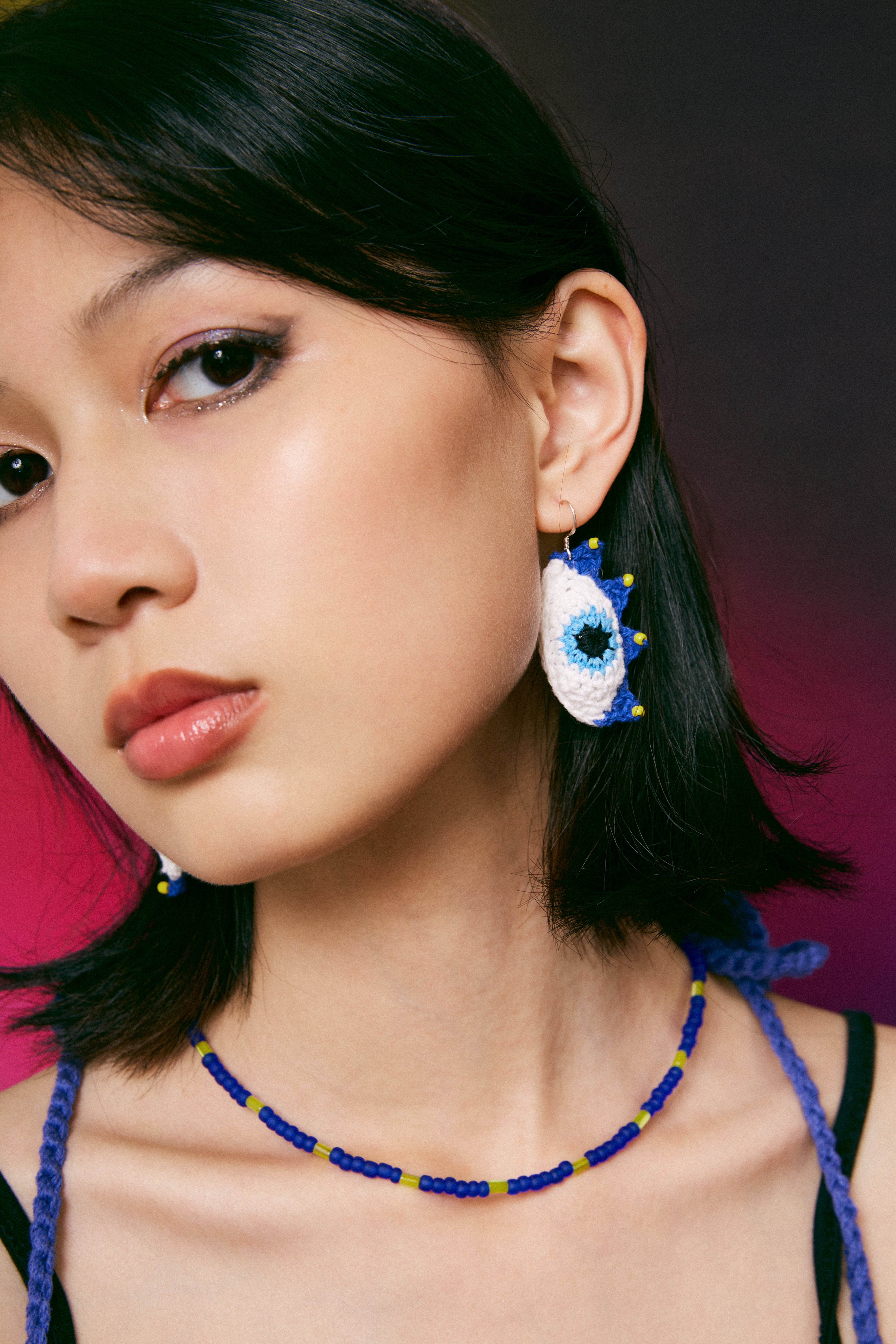 Evil Eye Crochet Earrings