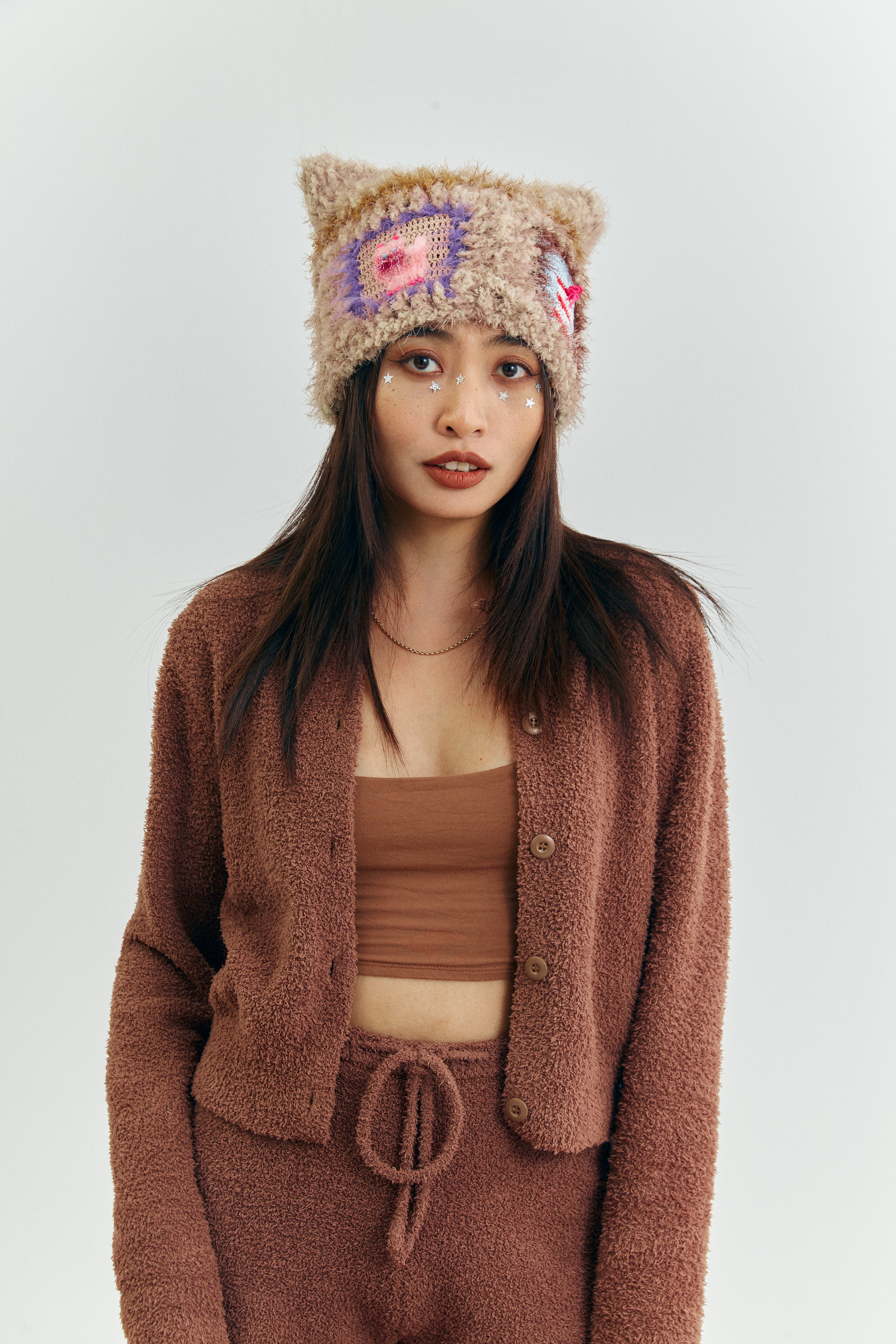 Fluffy Patchwork Crochet Hat