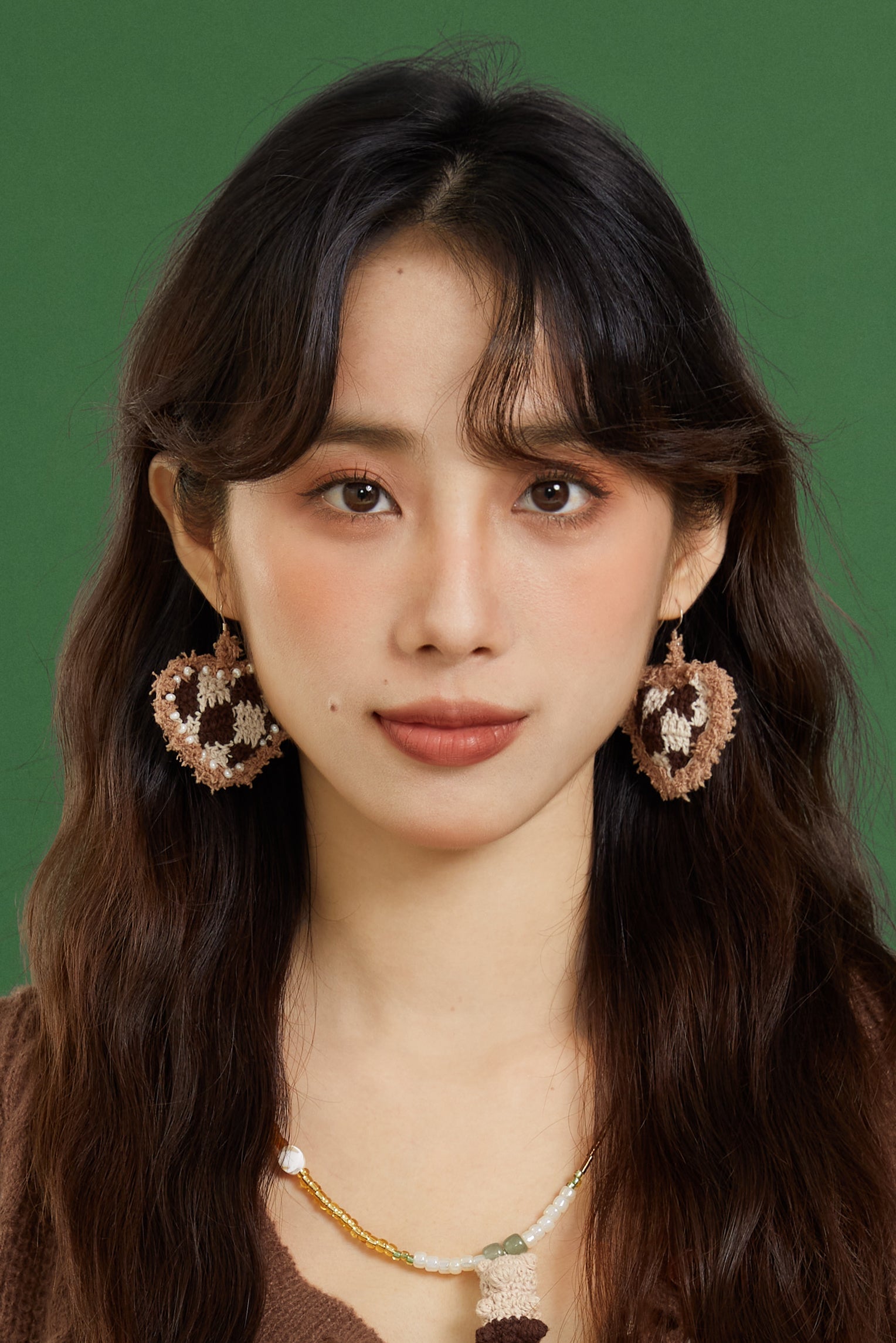 Coco Checkerboard Hearts Crochet Earrings