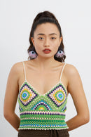 Fluffy Evil Eye Crochet Earrings
