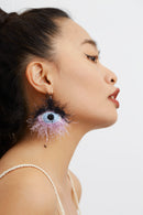 Fluffy Evil Eye Crochet Earrings