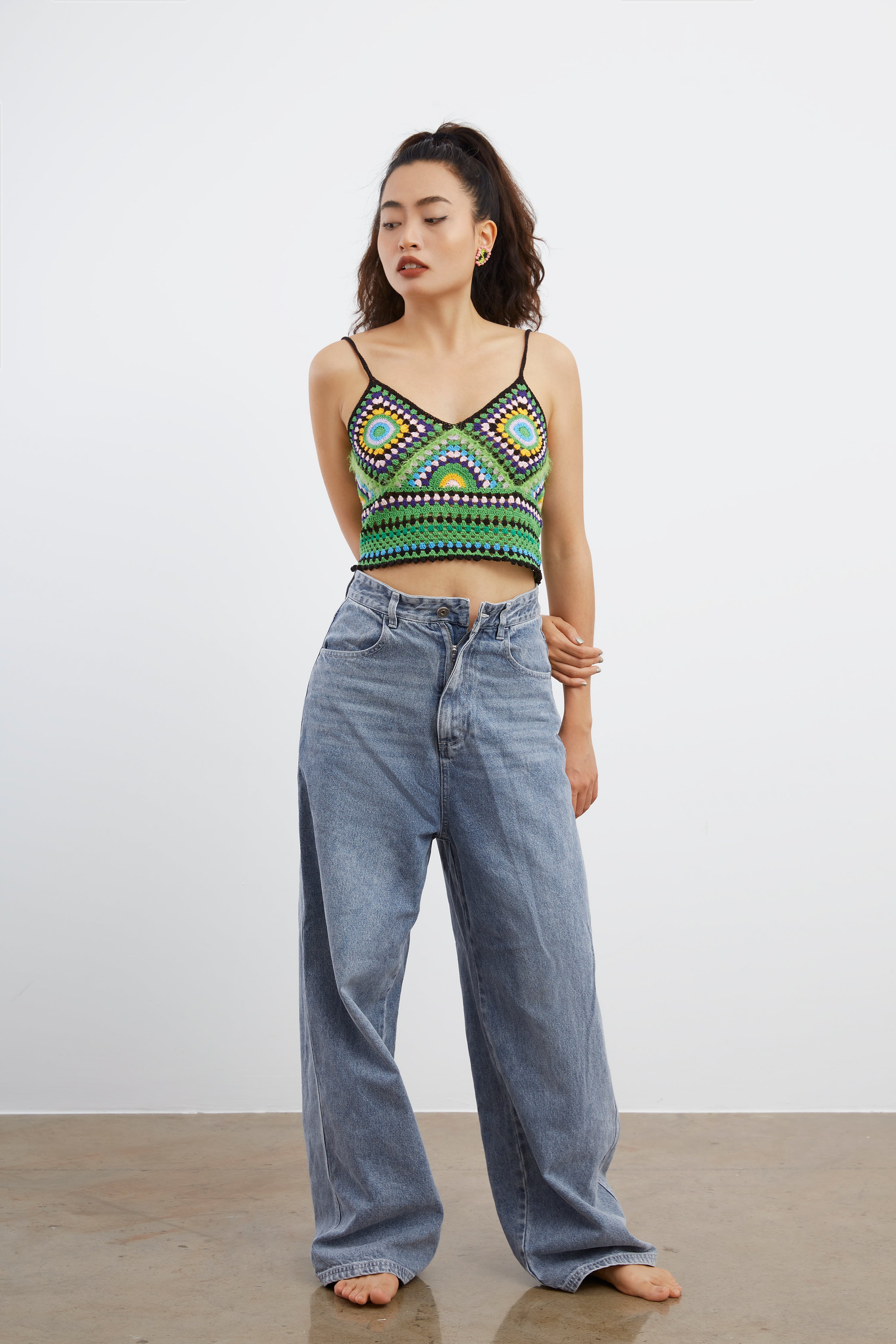 Granny Square Crochet Camisole (Black)