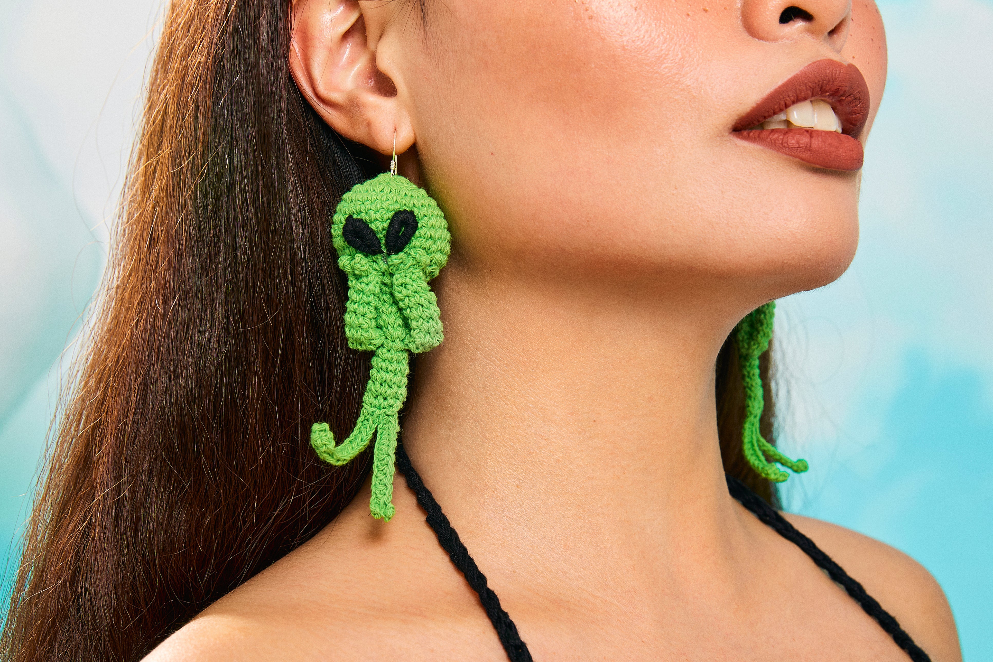 Alien Crochet Earrings