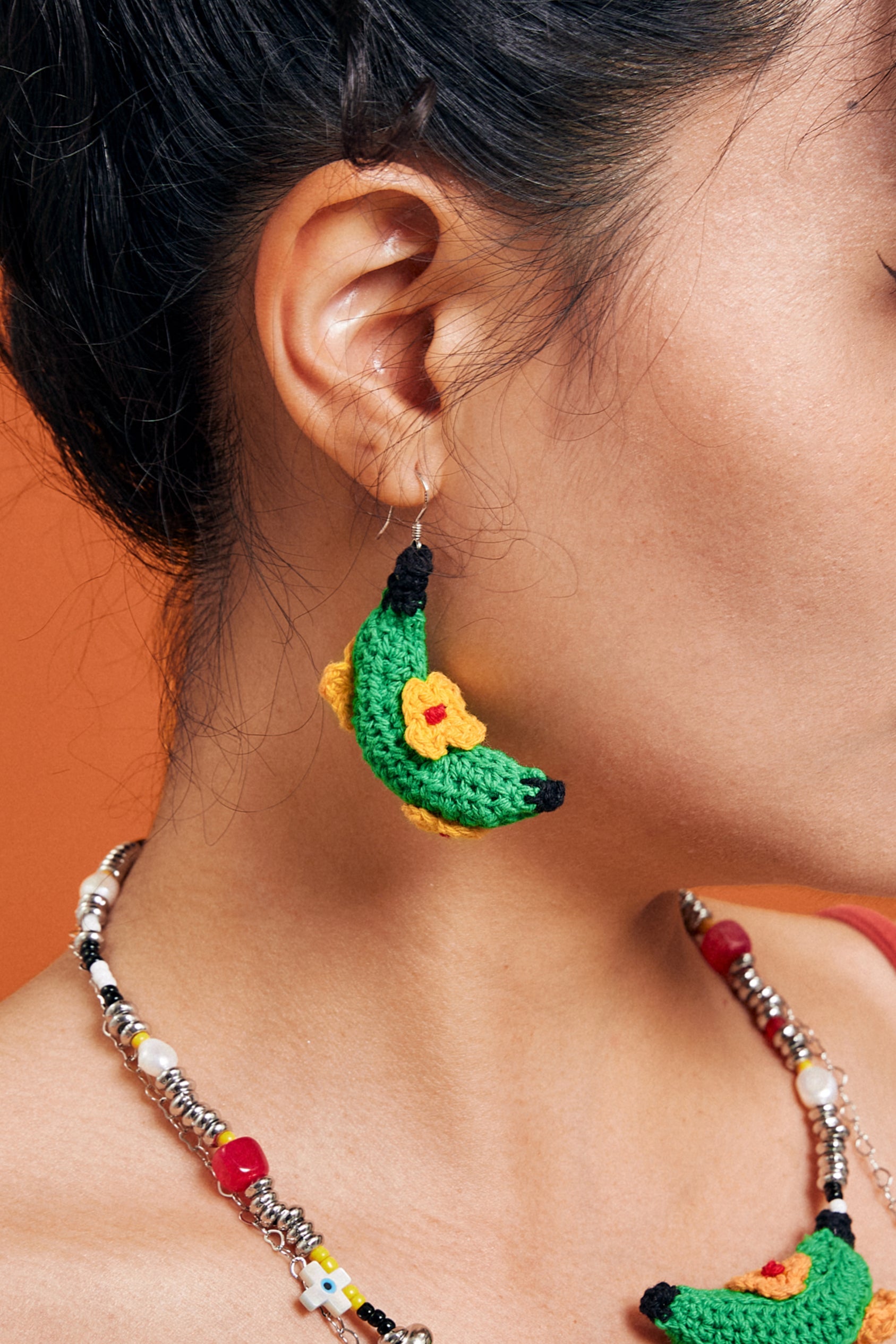 Green Banana Crochet Earrings