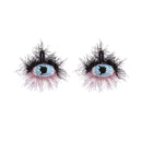 Fluffy Evil Eye Crochet Earrings