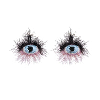 Fluffy Evil Eye Crochet Earrings