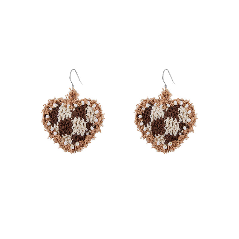 Coco Checkerboard Hearts Crochet Earrings
