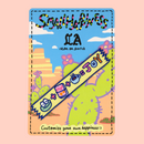 Mochi's washi tape iron-on embroidery patch on customized California desert themed backing card, displayed against a rose pink background by SmallHappinessLA