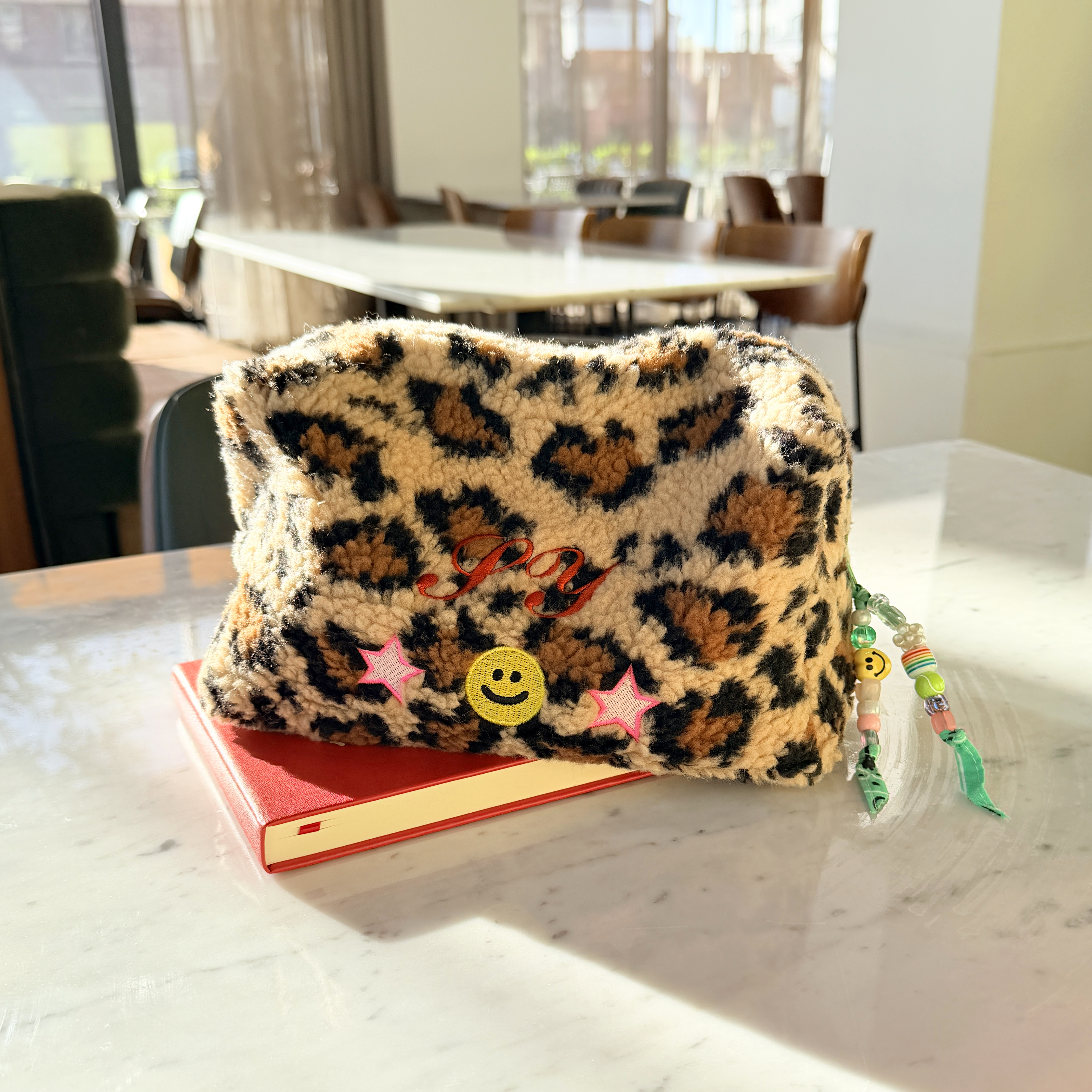 Large Handmade Leopard Print Pouch, Personalizable