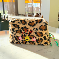 Large Handmade Leopard Print Pouch, Personalizable