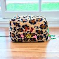 Large Handmade Leopard Print Pouch, Personalizable