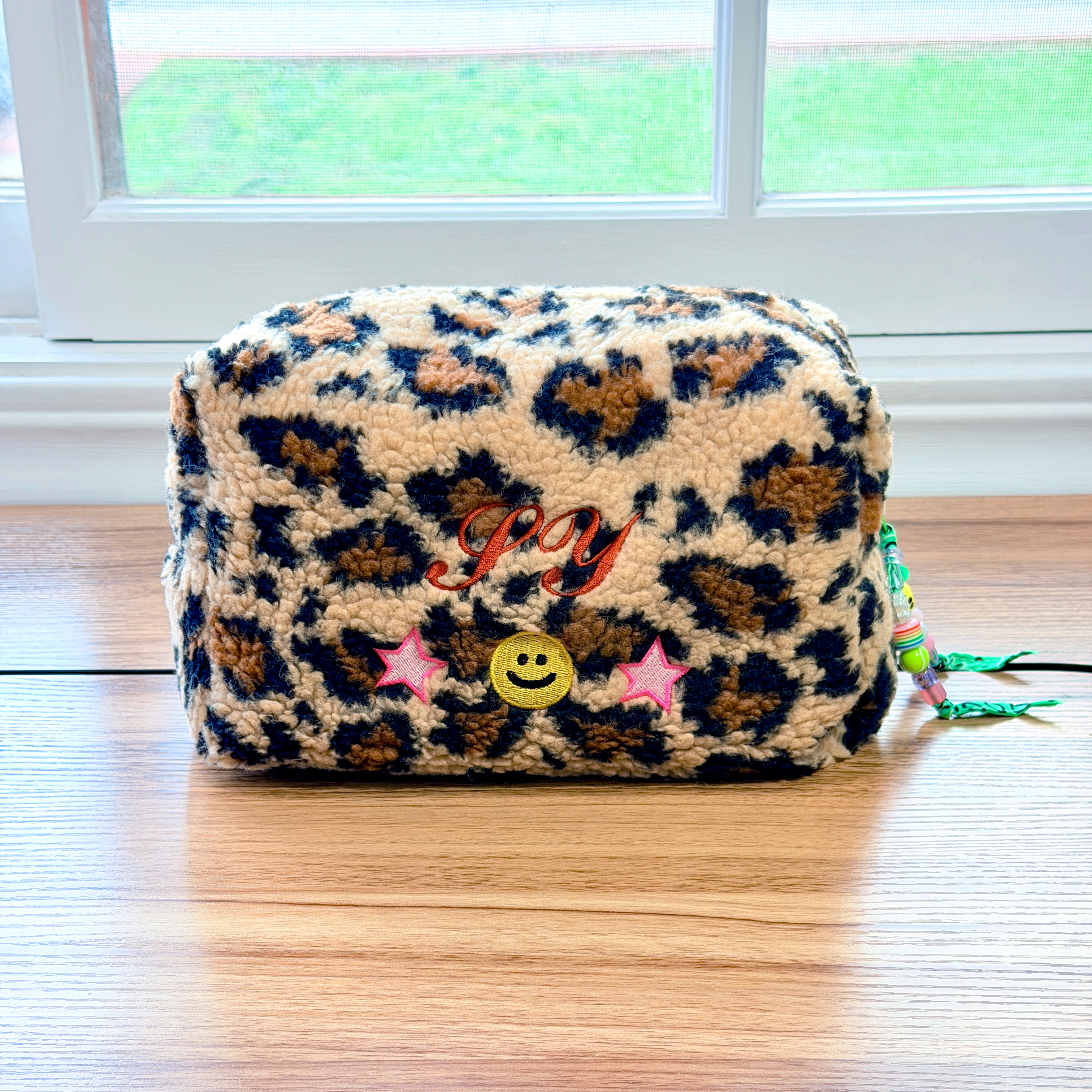 Large Handmade Leopard Print Pouch, Personalizable