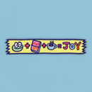 Mochi's washi tape embroidery patch/sticker displayed against a baby blue background by SmallHappinessLA