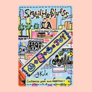 Mochi's washi tape embroidery sticker on graffiti backing card, displayed against a rose pink background.